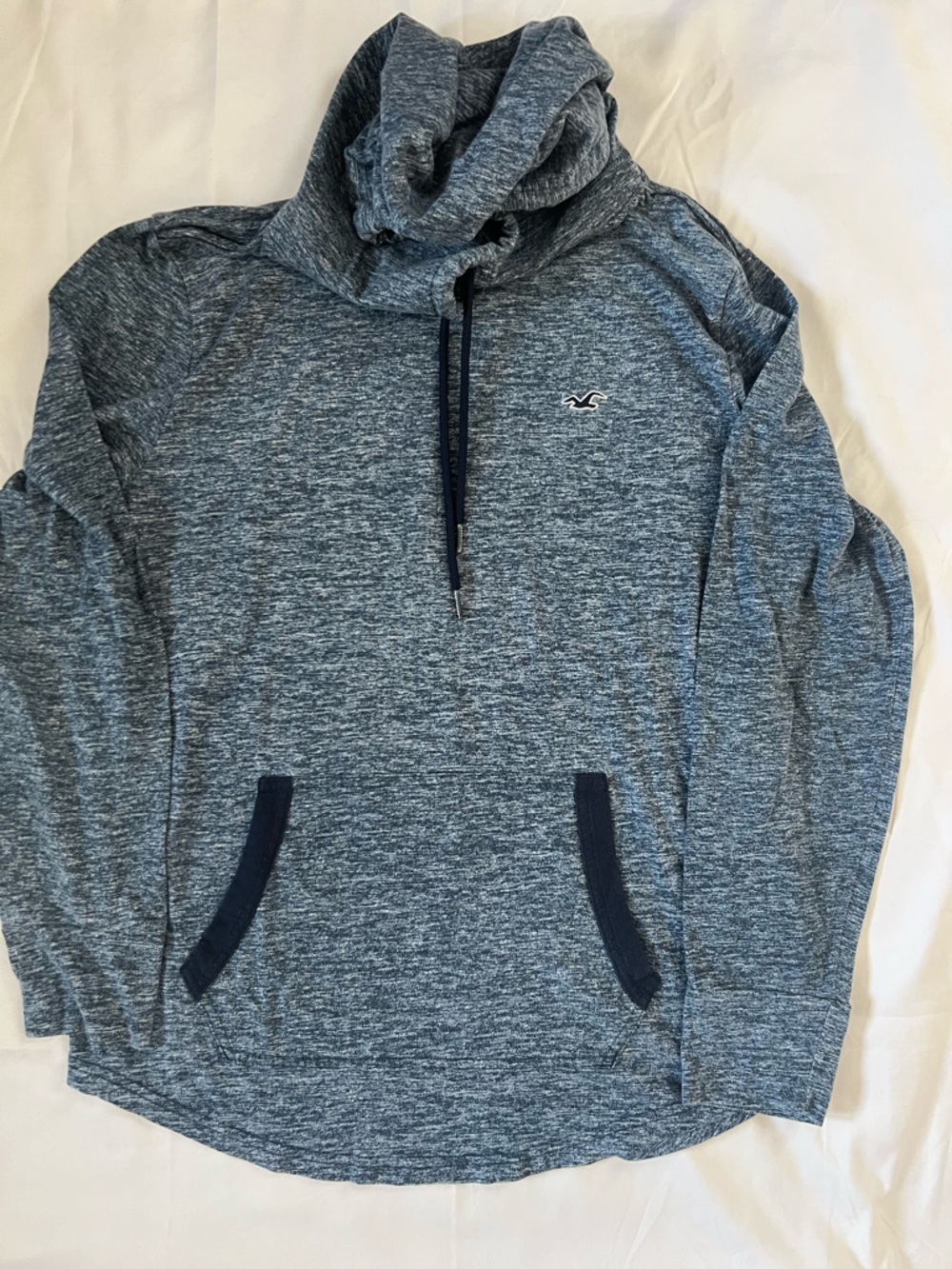 Hollister Marled Navy Blue Pullover Hoodie